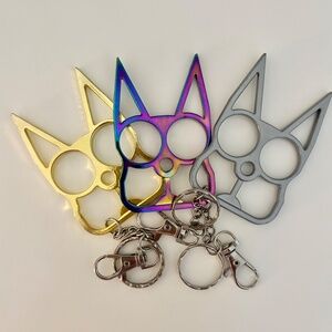 Cat Pointy Ears Safe Metal Knuckle Protection! 3, Self Defense Safety Keychains!